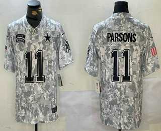 Mens Dallas Cowboys #11 Micah Parsons 2024 FUSE Arctic Camo Salute to Service Limited Stitched Jersey Dzhi